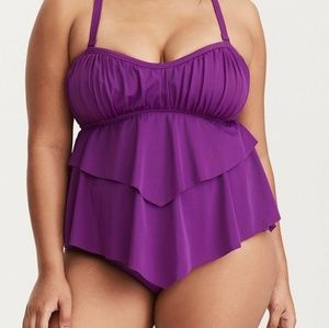 Torrid purple tiered tankini NWT size 00 or 10